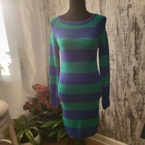 NWT Tommy Hilfiger Blue and Green Sweater Midi Dress - XS